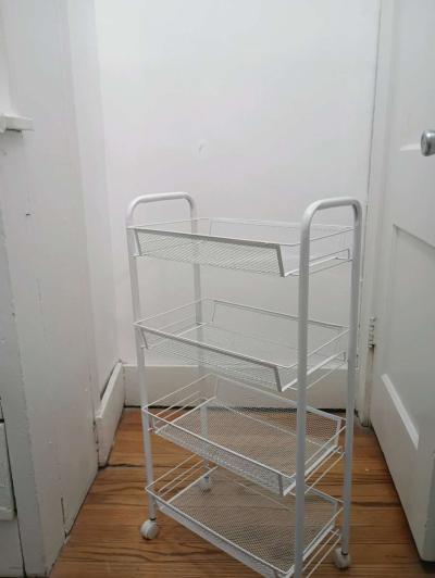 New Metal 5 Mesh Wire Shelves Rolling Rack WHITE - Thumbnail 4