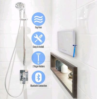 Bluetooth speaker Shower Mirror with Lights  Bluetooth Speak - Thumbnail 2