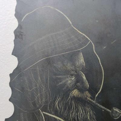 Slate drawing of a Wharf Fisherman - Thumbnail 2