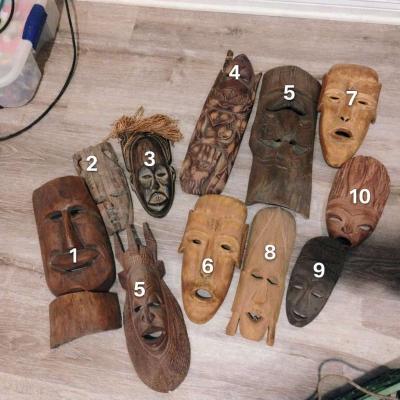HandCarved Wooden Masks  Large Statement Wall Art Numbered - Cleveland, Texas