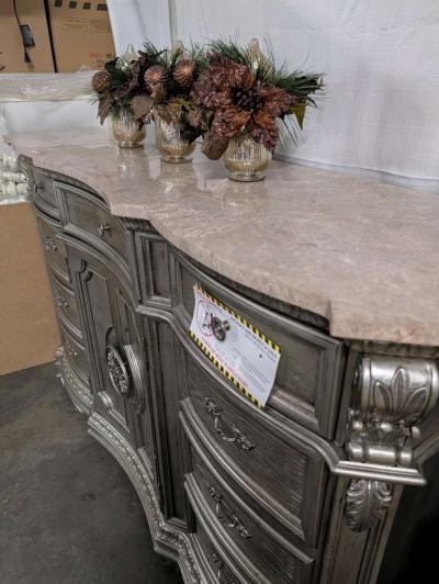 Solid wood and marble cabinet - Thumbnail 3