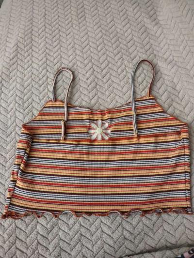 colorful striped cropped tank top - Thumbnail 2