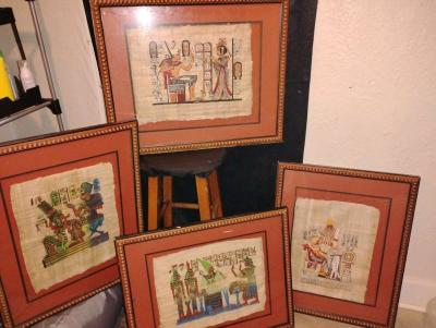 a set of 4 framed Egyptian pictures