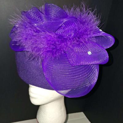 Woman Fancy formal hat worn once purple embellished - Thumbnail 3