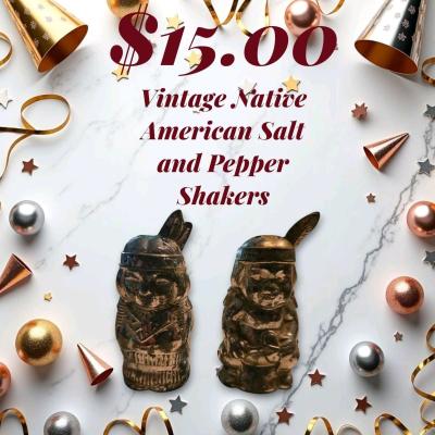 Vintage Native American Salt and Pepper Shakers - Thumbnail 1