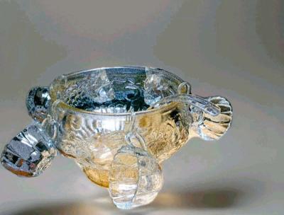 Vintage Jeanette Pressed Glass  Fruit Motif Punch Bowl 6 Cup - Thumbnail 3
