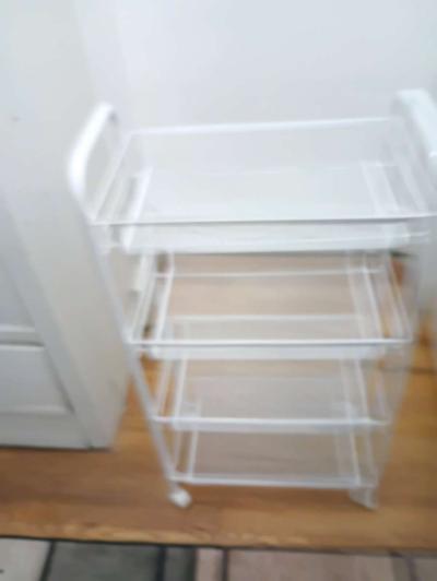 New Metal 5 Mesh Wire Shelves Rolling Rack WHITE - Thumbnail 5