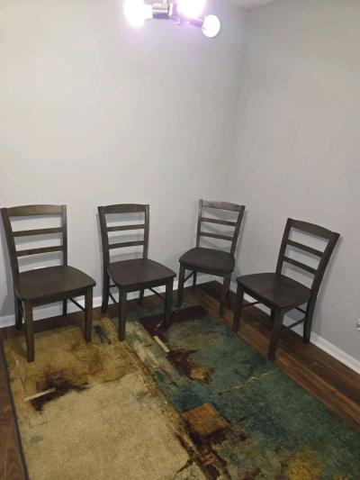 Set of 4 Brown Wooden Mandrid Ladderback - Thumbnail 3