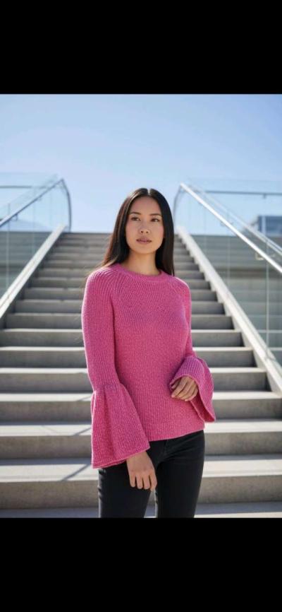 Knit Sweater G by Giuliana Bell Sleeve Pink Pullover - Thumbnail 5