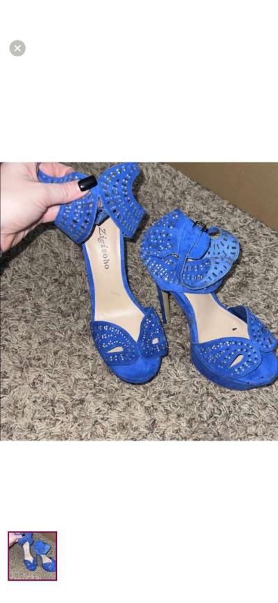 Zigi Soho Blue Suede Butterfly Heels - Thumbnail 2