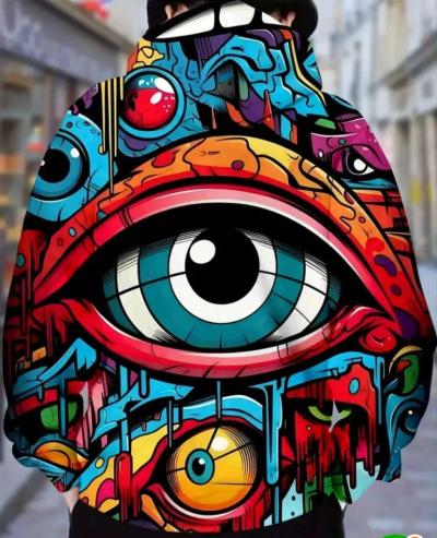 Colorful Graphic Eye Hoodie - Thumbnail 2
