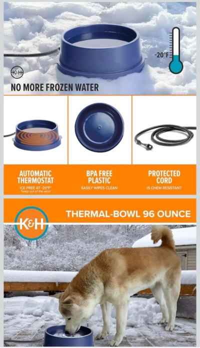 KH Pet Products ThermalBowl Heated Water Bowl for Cats  Dogs - Thumbnail 5