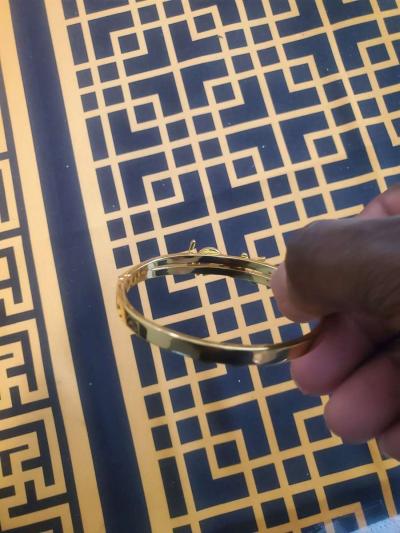 Saint Laurent Gold and Silver Crystal Bracelet - Thumbnail 4