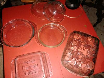 vintage bottles and Pyrex baking dish - Thumbnail 2