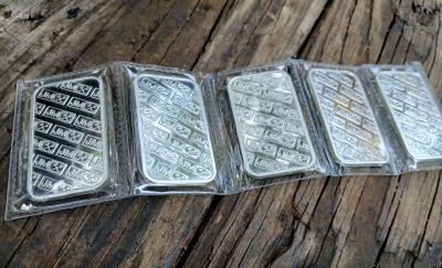 Lot of 5 1 Troy Ounce Johnson Matthey Siver Bars - Thumbnail 2