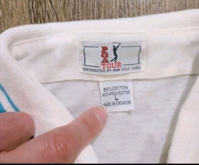 Vintage 80s PGA Tour Ram Golf Mens Striped 3 Button Polo Siz - Thumbnail 4