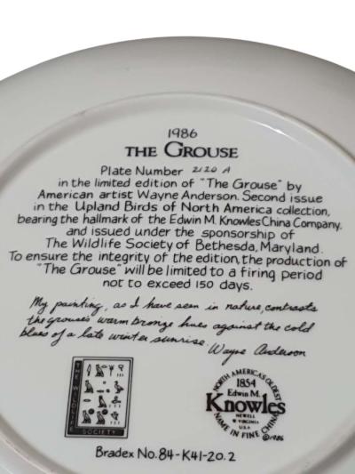 Bradford Exchange Collectors Plate  The Grouse 1986 - Thumbnail 3