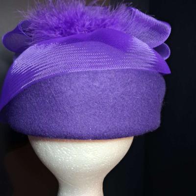 Woman Fancy formal hat worn once purple embellished - Thumbnail 6