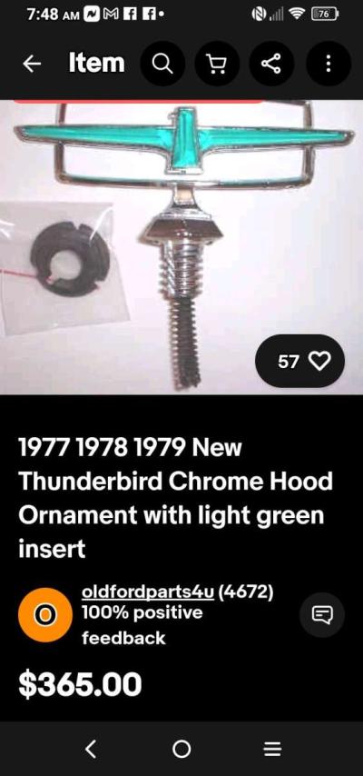 Vintage 77 Ford Thunderbird emblem - Thumbnail 3