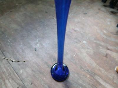 vintage bud vase colbalt with footed swirlclear - Thumbnail 2