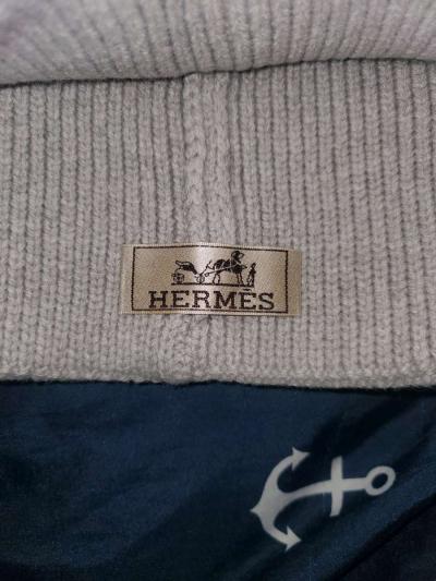 Hermes Gray Knit Beanie with Logo Patch - Thumbnail 2
