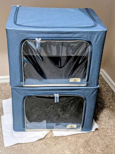 Stackable Storage Bins with metal frames set of 4 - Thumbnail 2