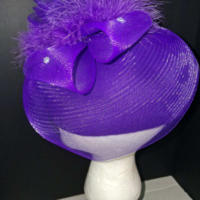 Woman Fancy formal hat worn once purple embellished - Thumbnail 4