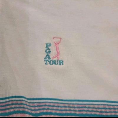 Vintage 80s PGA Tour Ram Golf Mens Striped 3 Button Polo Siz - Thumbnail 5