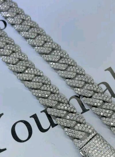 10MM MOISSANITE CUBAN LINK CHAIN 20 INCHES LONG BRAND BEW - Thumbnail 5