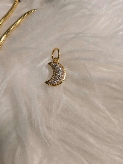 Sparkling Crescent Moon Dangle Charm for Pandora bracelet - Thumbnail 2