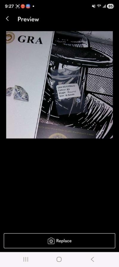 GRA certified 65mm D color VVS1 round moissanite diamond - Thumbnail 1