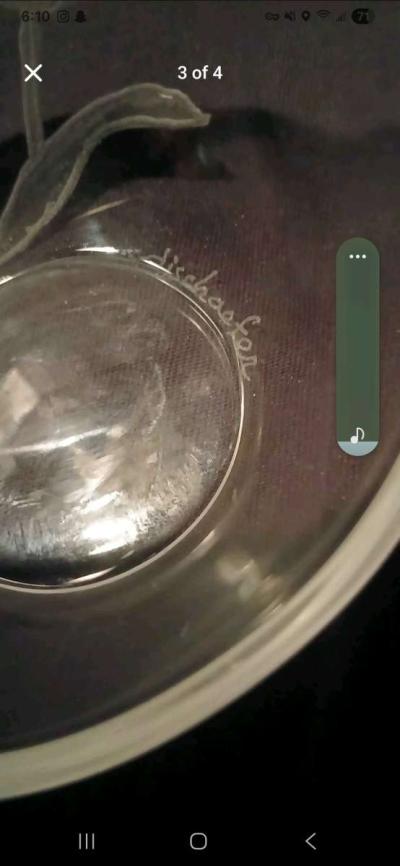 teleflora glass bowl with frosted etched tulips signed - Thumbnail 3