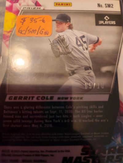 2021 Mosaic Baseball Gerritt Cole - Thumbnail 3