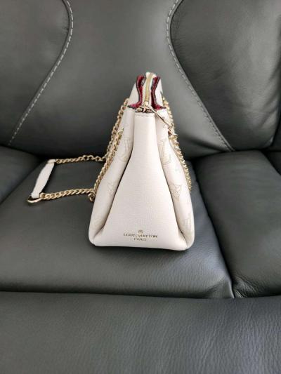 White Perforated Chain Shoulder Bag  Gold Hardware  New - Thumbnail 3