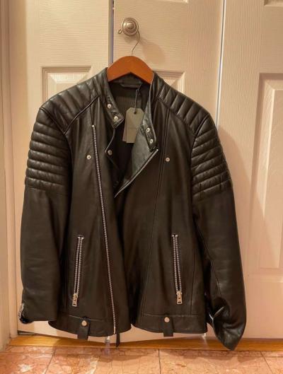 Brand New For Men AllSaints Black Leather Biker Jacket  Quil - Los Angeles, California