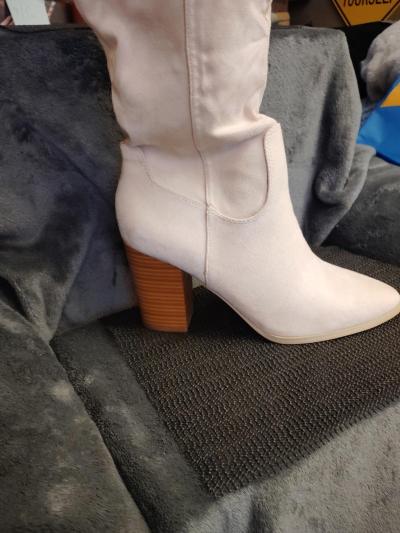 Coutgo Womens Faux Suede Knee High Stretch Winter Boots Side Zipp Size 8 - Thumbnail 3