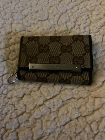 Authentic Gucci GG Supreme canvas and leather cardholder - Thumbnail 1