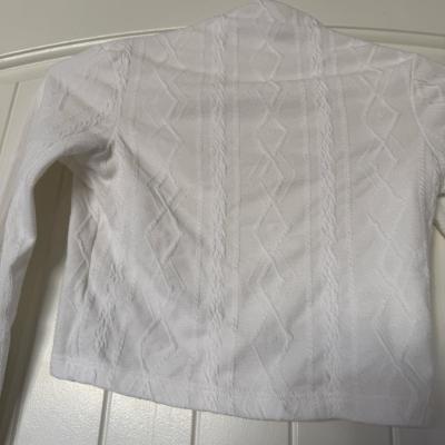 White UltraCropped Knit Bolero Shrug  Textured Cable Pattern - Thumbnail 4