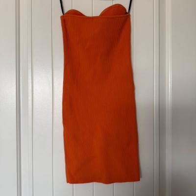 Forever 21 Ribbed Bodycon Midi Strapless Dress  Burnt Orang - Thumbnail 4