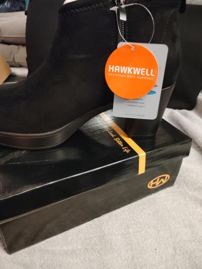 Hawk well Women's Suede Arch Support Side Zipper black Size 9 - Thumbnail 4