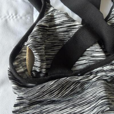 Strappy Crisscross Back Sports Bra  Black  Gray SpaceDye  Li - Thumbnail 4