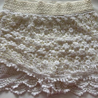 Romantic Ivory Crochet Lace Skort  Floral Boho Overlay Built - Thumbnail 4