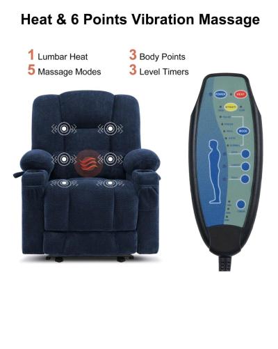 MCombo Electric Power Recliner Chair with Massage  Heat Plus - Thumbnail 2