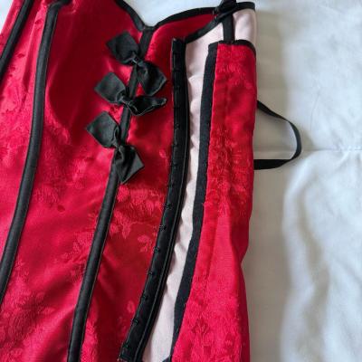 Fredericks of Hollywood Red Satin Floral Corset  Worn Once S - Thumbnail 5