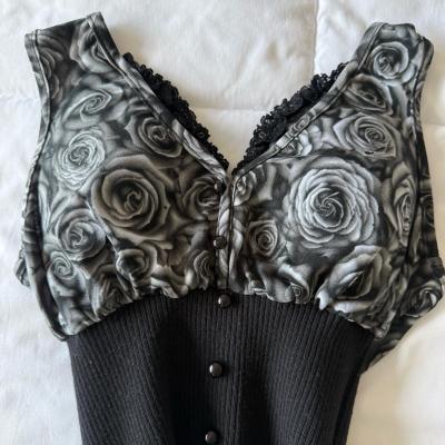 Gothic Rose LaceTrim CorsetStyle Top  Romantic Grunge  Y2K - Thumbnail 3