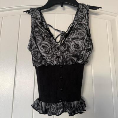 Gothic Rose LaceTrim CorsetStyle Top  Romantic Grunge  Y2K - Thumbnail 5