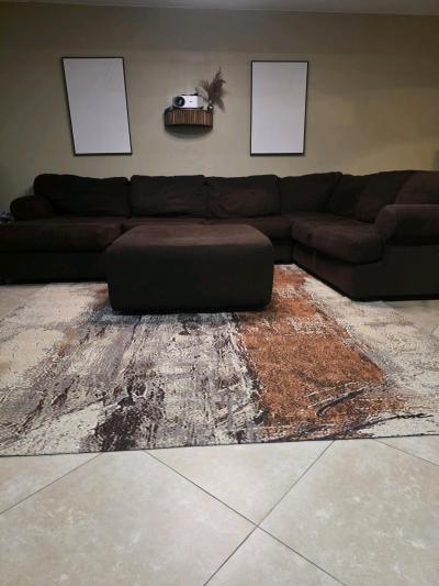 brown sectional sofa with ottman - Thumbnail 3
