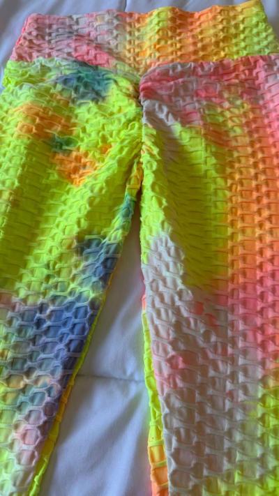 Neon TieDye Textured Leggings  Neon Green Tank Top Set  Fest - Thumbnail 3