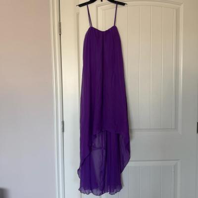 Flowing Purple HighLow Chiffon Maxi Dress  Elegant  Etherea - Thumbnail 5