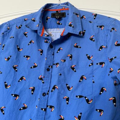 Tropical Toucan Print Short Sleeve ButtonDown Shirt  Mens L - Thumbnail 2